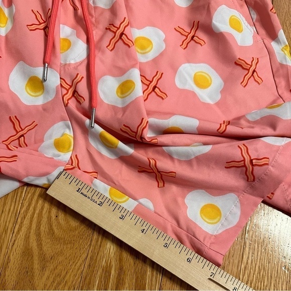 Mosmann Australia Swim Trunks Bacon Eggs Pink X-Large 7” Inseam - Picture 7 of 9